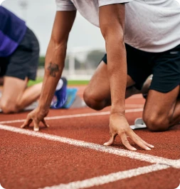 Athlètes en préparation, image de performance et d’ambition