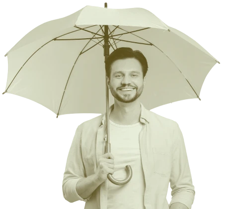 Homme abrité sous un parapluie, image de protection et de sécurité
